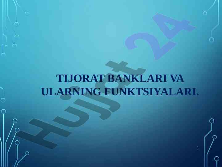 Tijorat banklari va ularning funktsiyalari