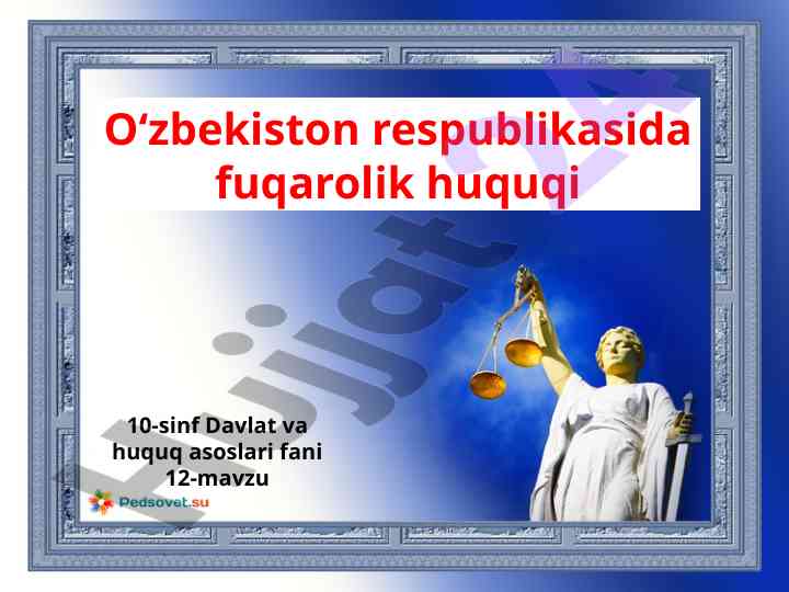 O‘zbekiston fuqarolik huquqi asoslari