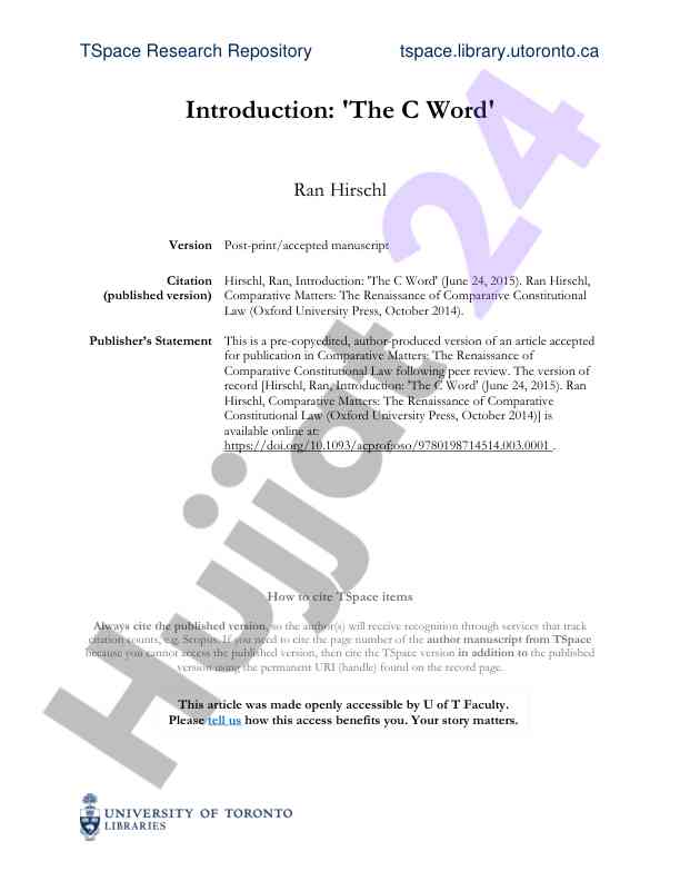 Introduction to the c word in comparative law