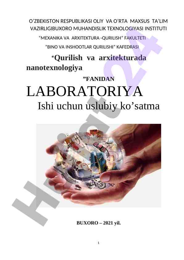Laboratoriya ishlari uchun uslubiy ko'rsatma 2021