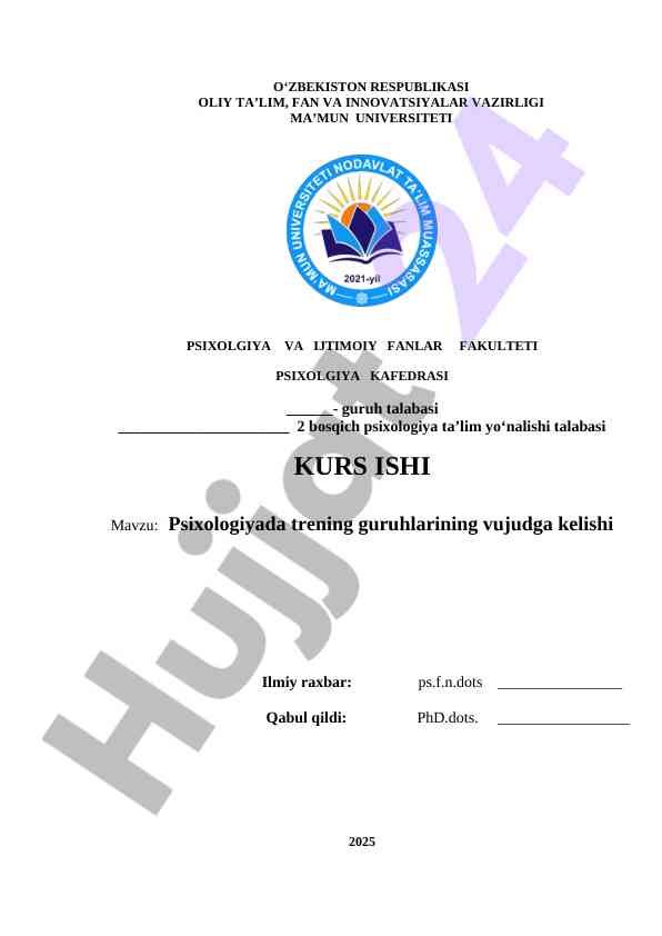 Psixologiyada trening guruhlarining vujudga kelishi
