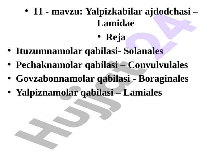 Yalpizkabilar ajdodchasi lamidae tahlili