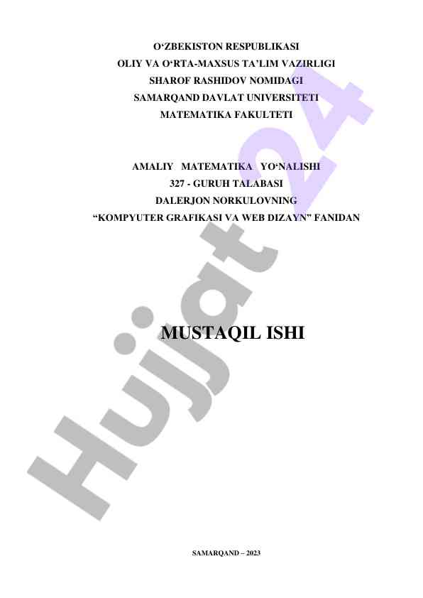 Kompyuter grafikasida web dizayn o‘rganish