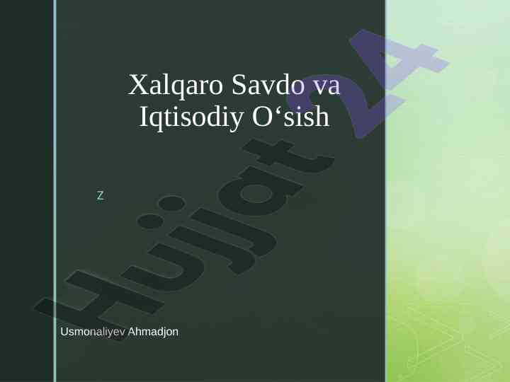 Xalqaro savdo va iqtisodiy o‘sish analizi