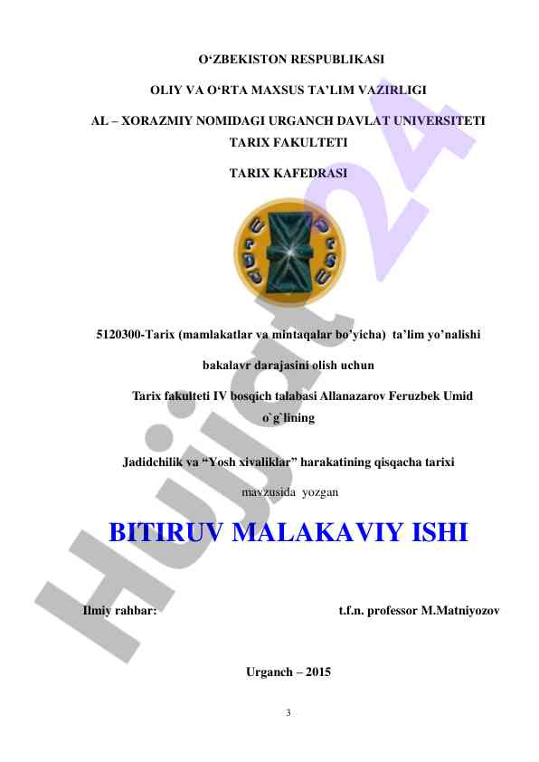 Jadidchilik va yosh xivaliklar harakatining tarixi