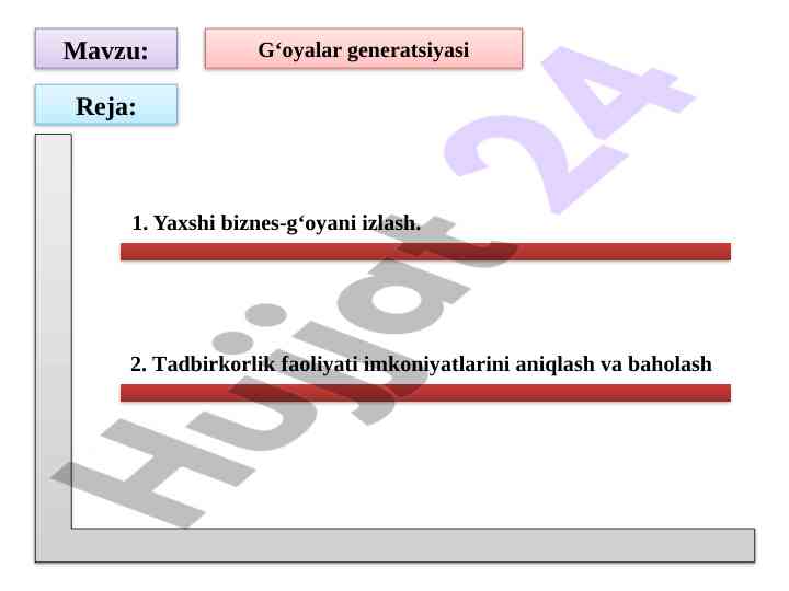 Tadbirkorlik g‘oyasi va yaxshi biznes g‘o‘yani izlash