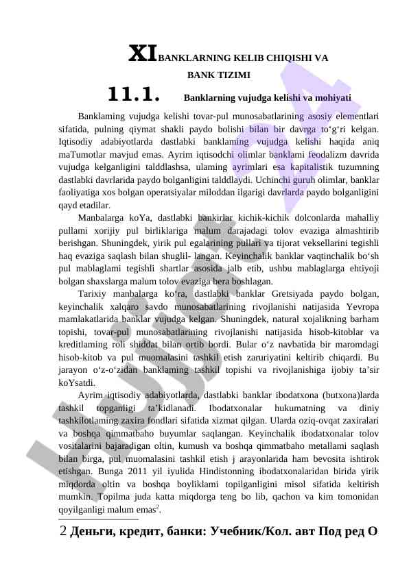 Banklarning kelib chiqqanligi va bank tizimining tarixi