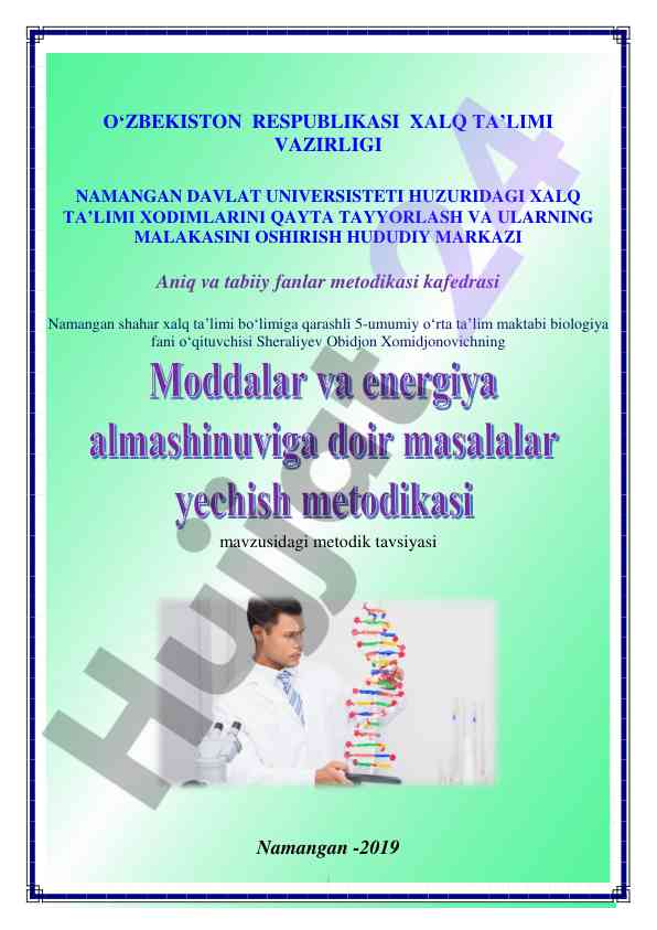 Biologiya fani metodik tavsiyasi 2019