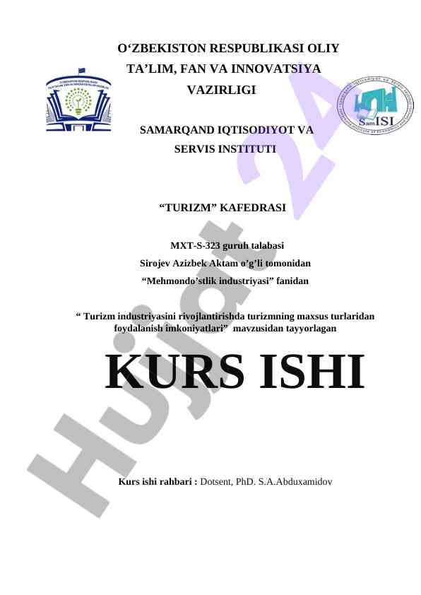 Turizm industriyasini rivojlantirishda maxsus turlar