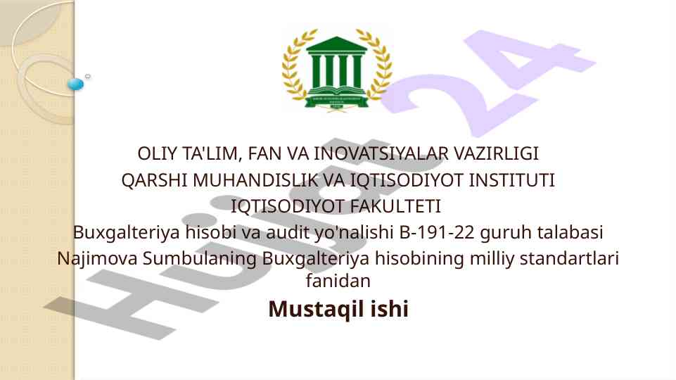 Pul oqimlari to‘g‘risidagi hisobot tavsifi