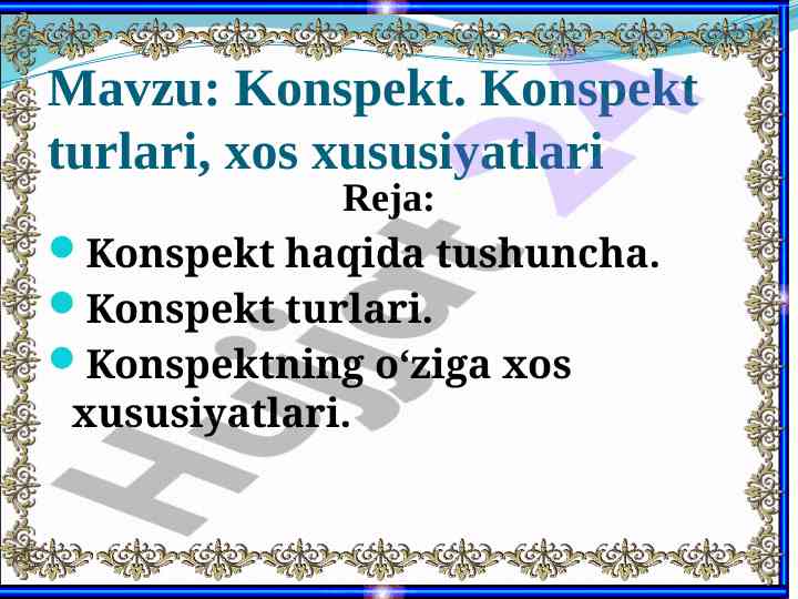 Konspekt turlari va xos xususiyatlari