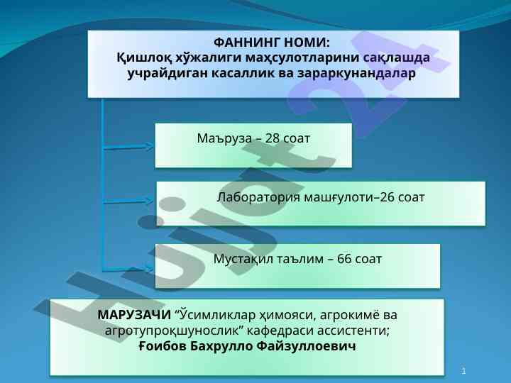 Қишлоқ хўжалиги маҳсулотларини сақлашда касалликлар