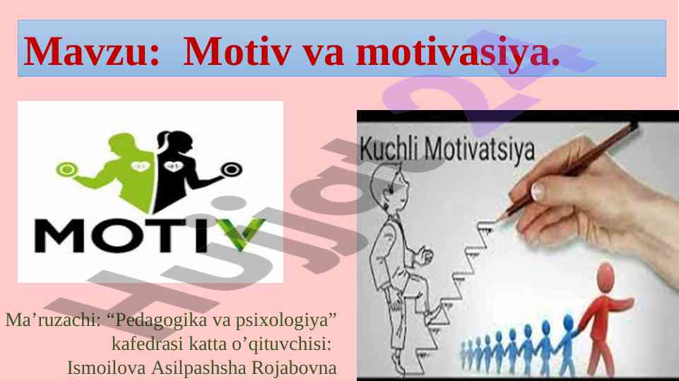 Motiv va motivasiya: psixologik asoslar