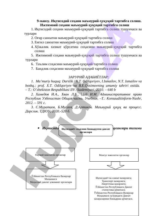 Иқтисодий соҳани маъмурий-ҳуқуқий тартибга солиш