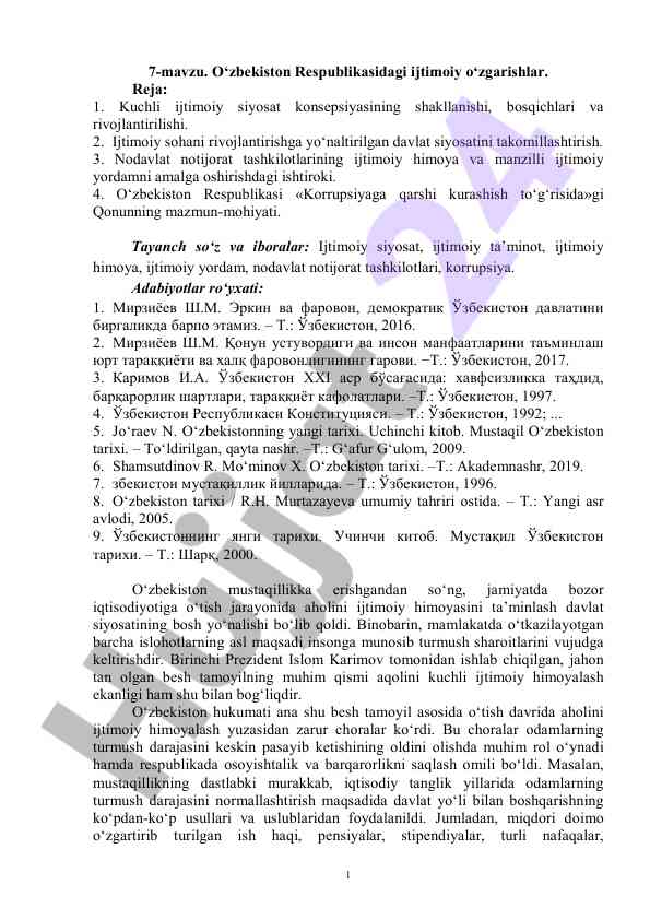 Ijtimoiy o'zgarishlar va davlat siyosati