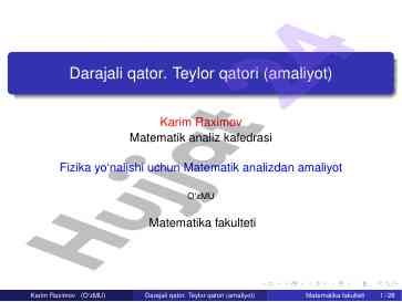Darajali qator va teylor qatori amaliyoti