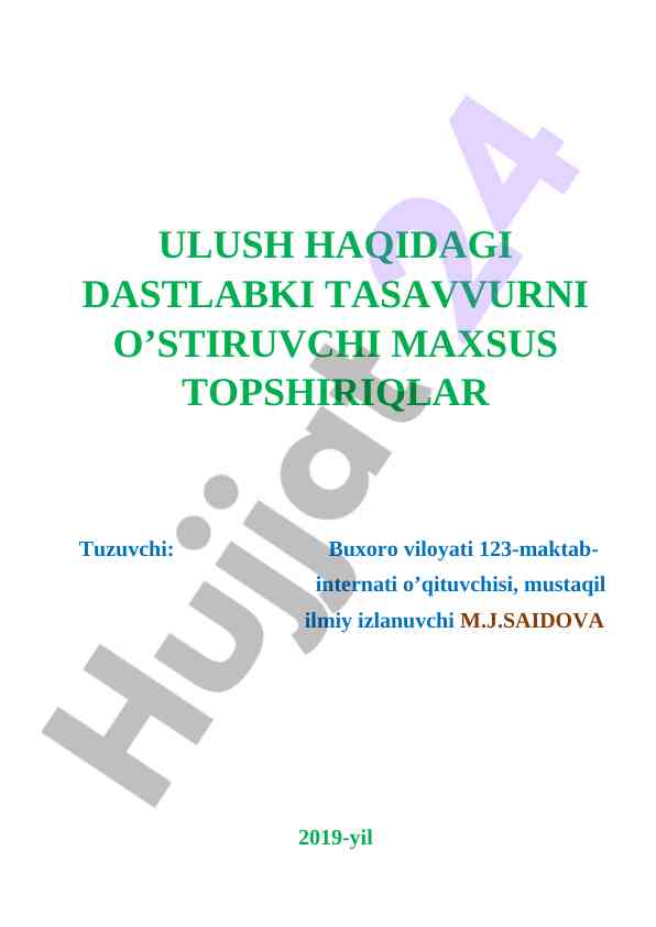 Sonning qismlarini topishga doir topshiriqlar