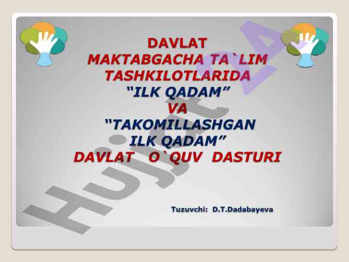 Ilk qadam: maktabgacha ta'limning asosiy qoidalari
