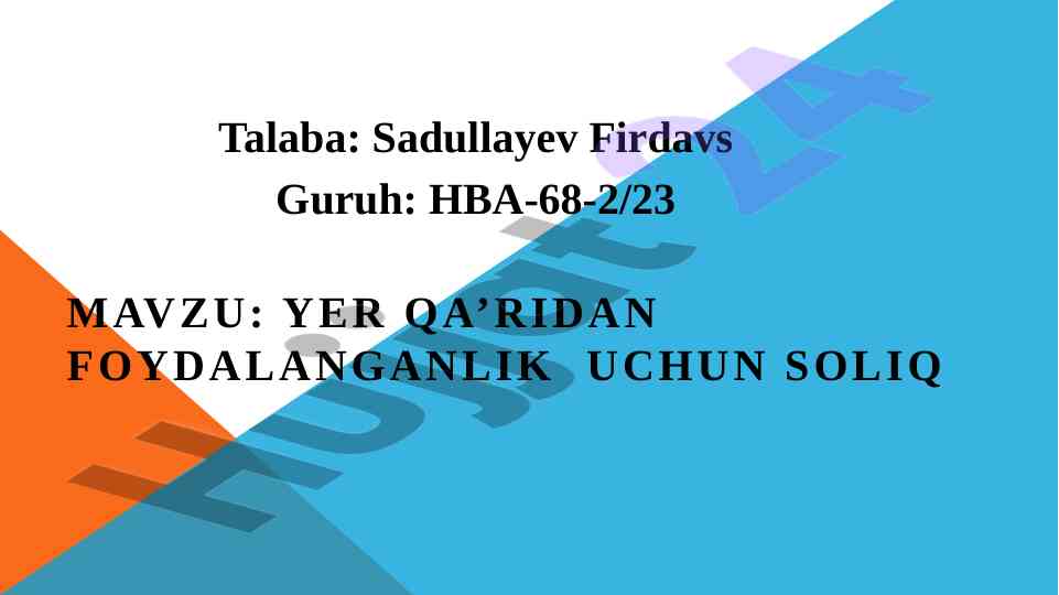 Yer q‘aridan foydalanish uchun soliqning ahamesi