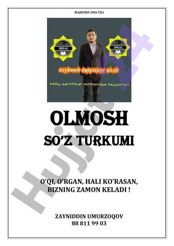 Majburiy ona tili olmosh so‘z turkumlari