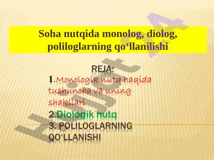 Monologik nutqning asosiy shakllari va xususiyatlari