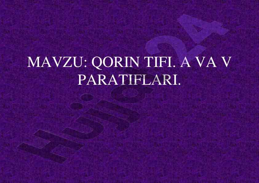 Qorin tifi va v paratiflari tushuncha berish