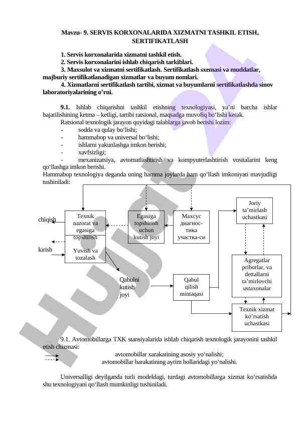Servis korxonalarida xizmatni tashkil etish bo‘yicha qo‘llanma
