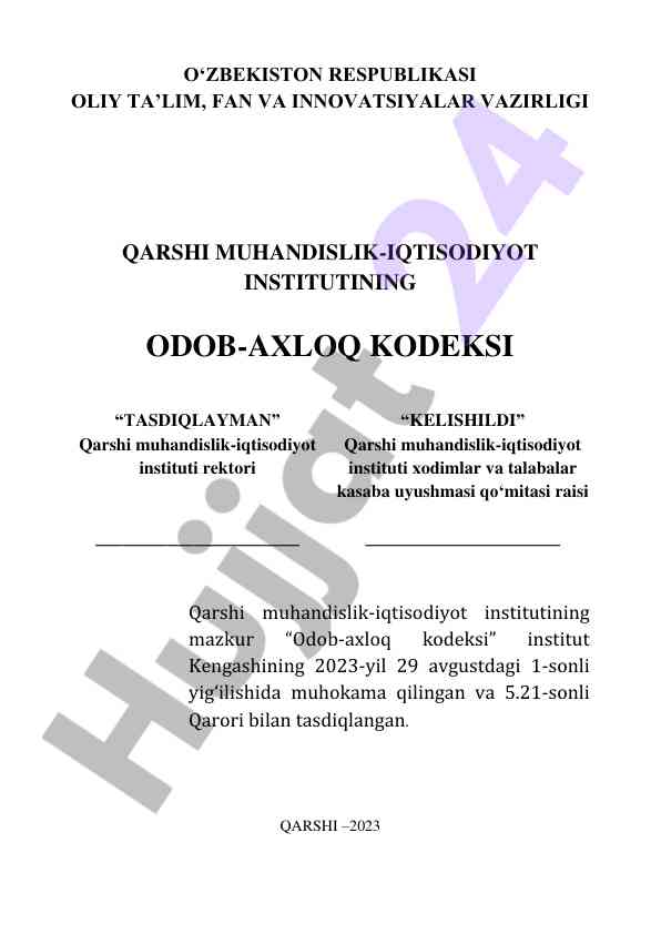 Odob-axloq kodeksi ni harakatga keltirish tartibi