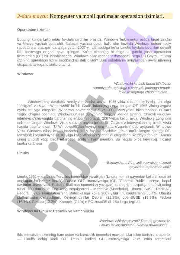 Operatsion tizimlar tarixi va raqobati
