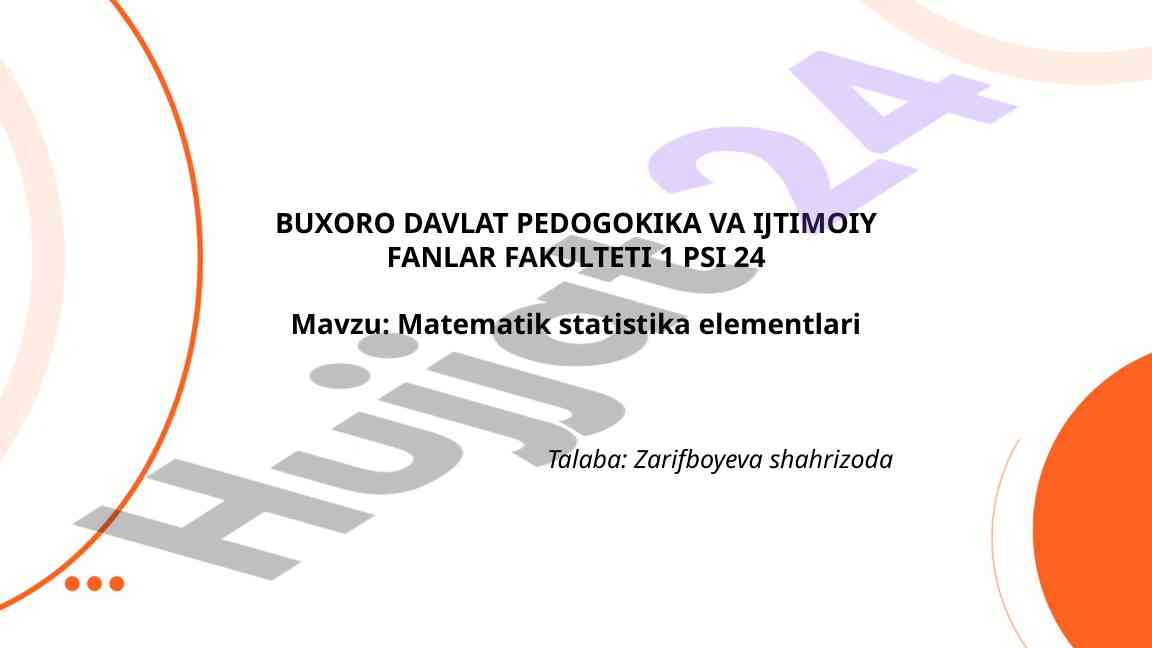 Matematik Statistika Elementlari