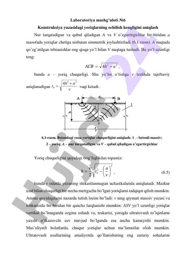 Konstruksiya yuzasidagi yoriqlarning kengligini aniqlash