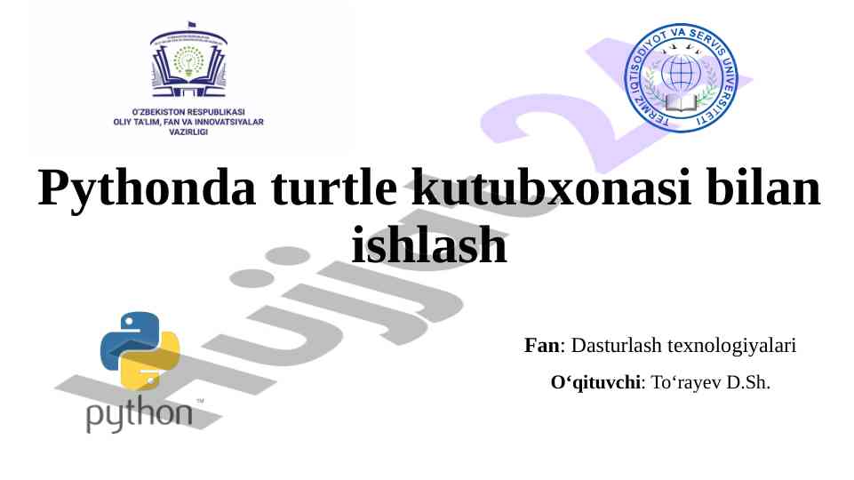 Pythonda turtle kutubxonasi bilan ishlash