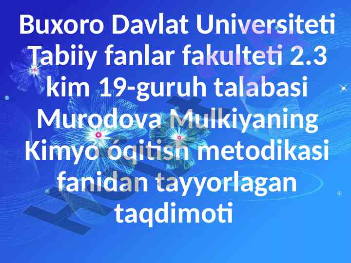 Xlor va vodorod xlorid kimyoviy elementlari taqdimoti