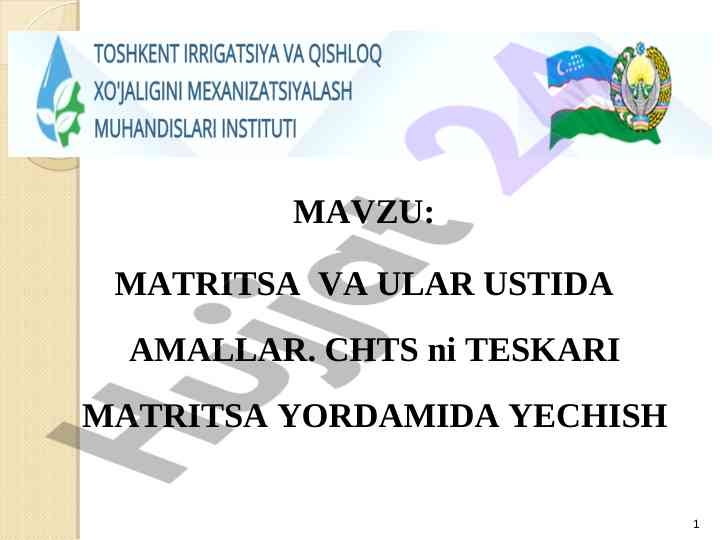 Matritsa va ular ustida amallar