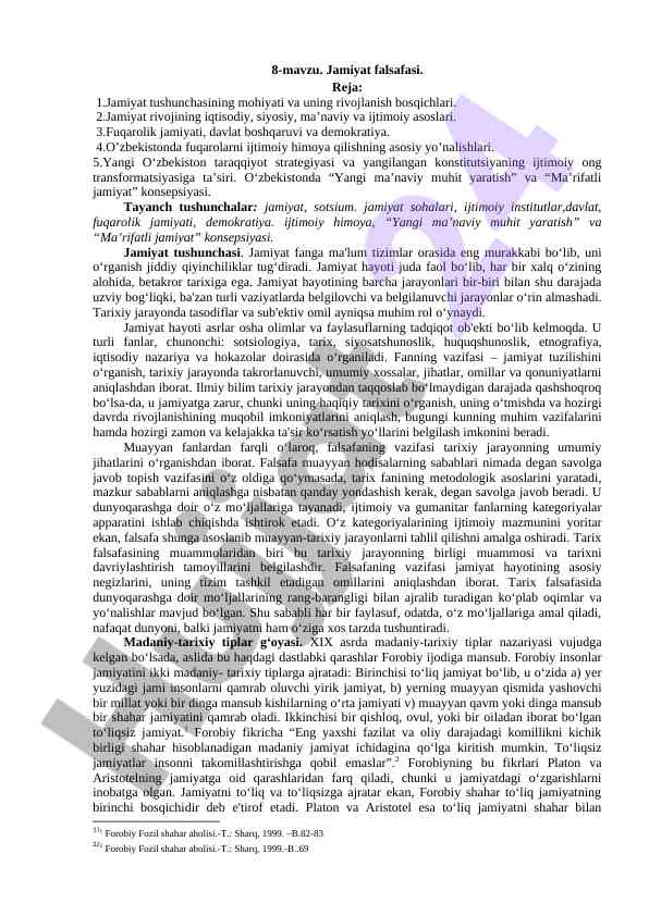 Jamiyat falsafasi va rivojlanish bosqichlari