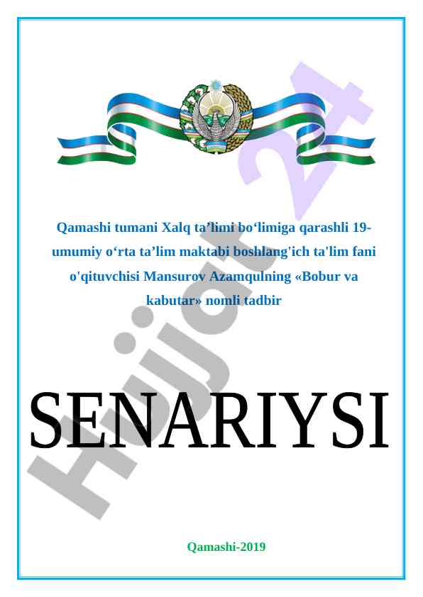 Bobur va kabutar tadbir senariysi