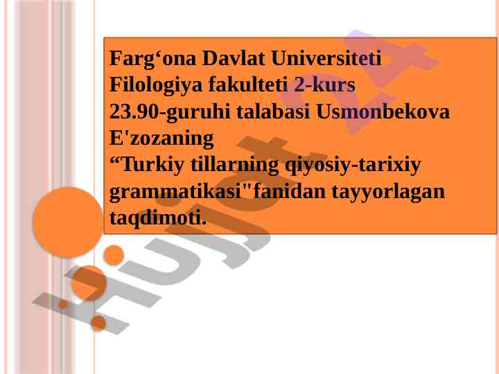 Turkiy tillarda turkum sinkretizmi taqdimoti