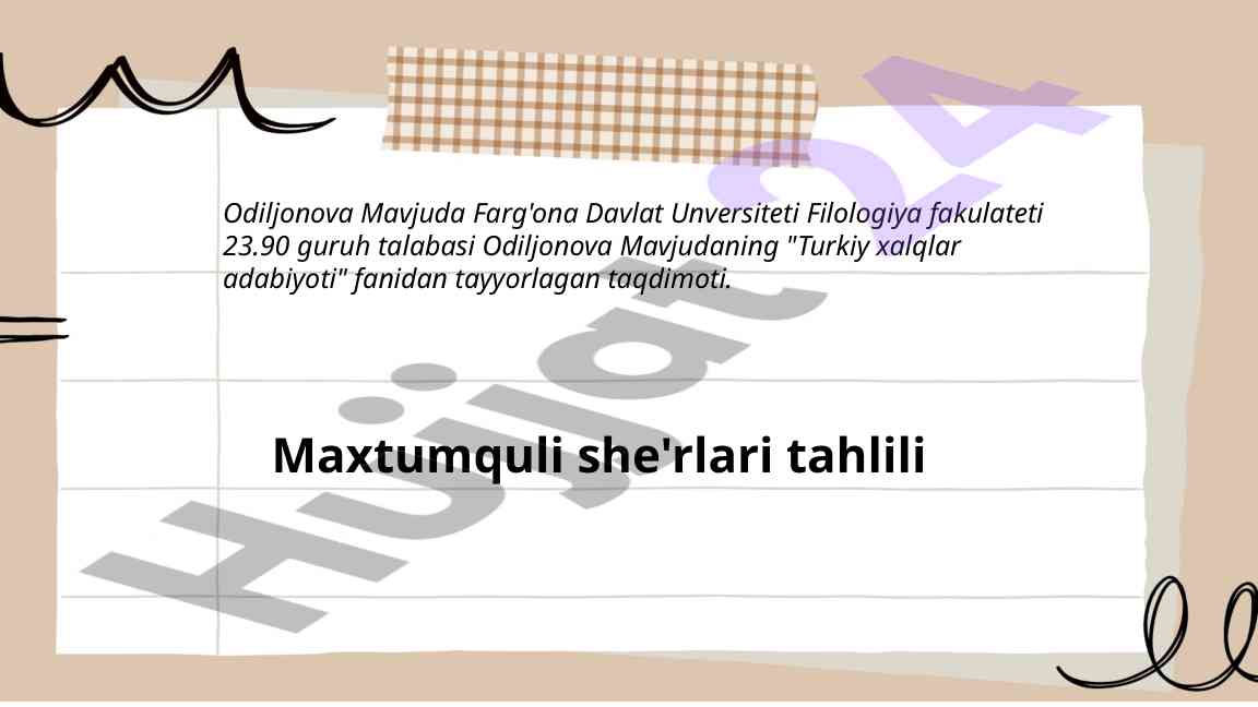 Maxtumquli she'rlari tahlili taqdimoti