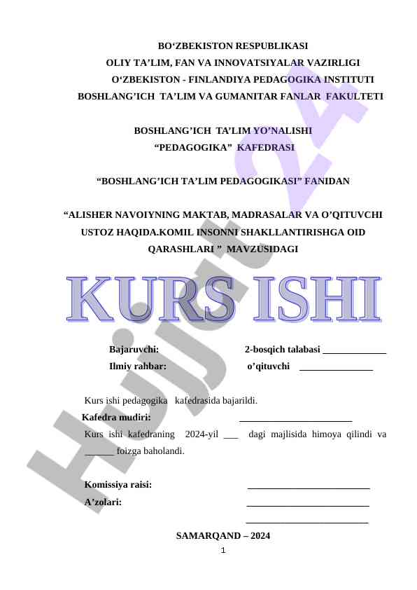 Alisher navoiyning pedagogik qarashlari va tarbiya