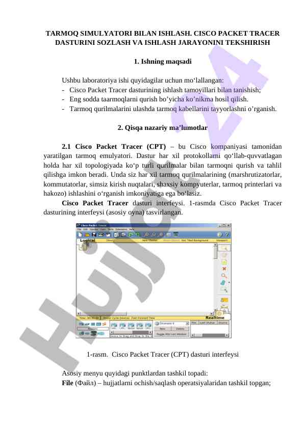 Cisco Packet Tracer dasturi