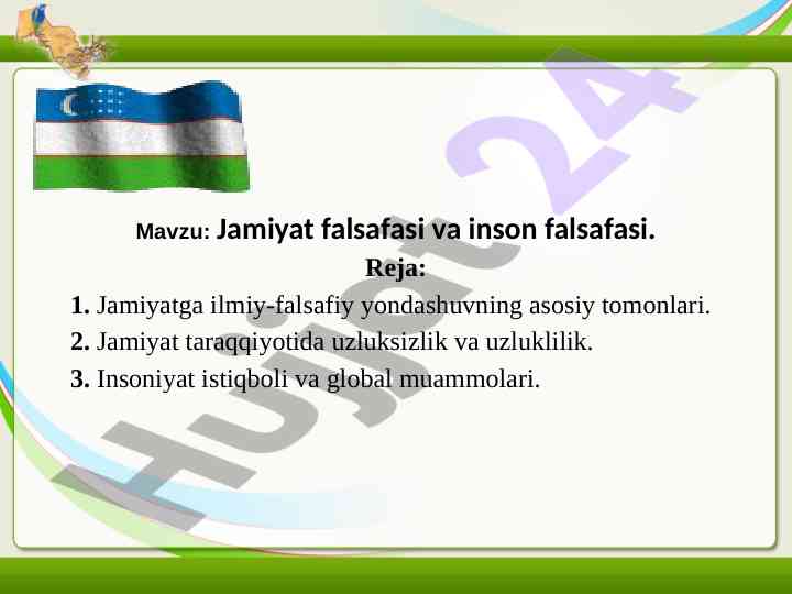 Jamiyat falsafasi va inson falsafasi asoslari