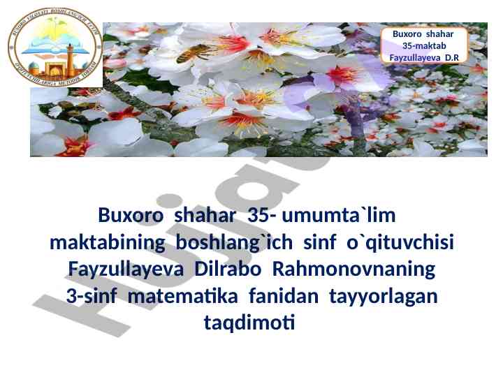 Matematika darsida tenglama masalalari taqdimoti