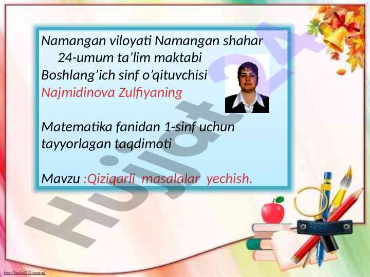 Qiziqarli masalalar yechish i sinf ta’lim taqdimoti