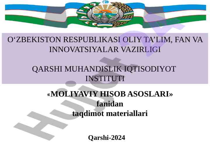 Moliyaviy hisob asoslari taqdimot materiallari