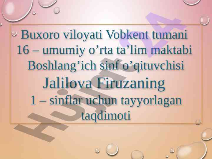 Jj tovushi va harfi dars shiori