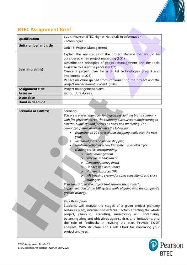 Btec assignment brief guidelines for students