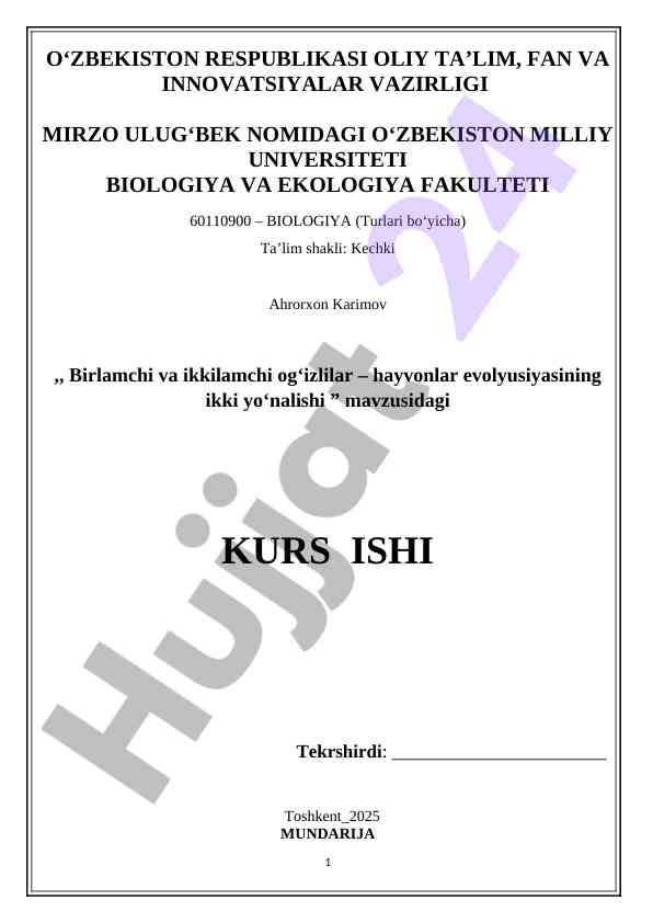 Birlamchi va ikkilamchi ogʻizlilar evolyutsiyasi tahlili