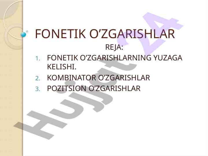 Fonetik o'zgarishlar tahlili va turlari