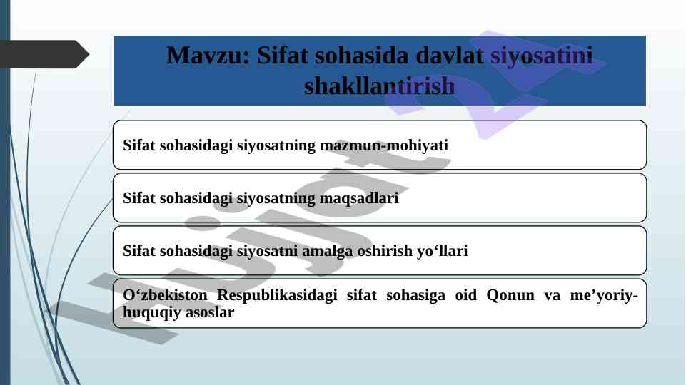 Sifat siyosatini shakllantirish metodik qo‘llanma