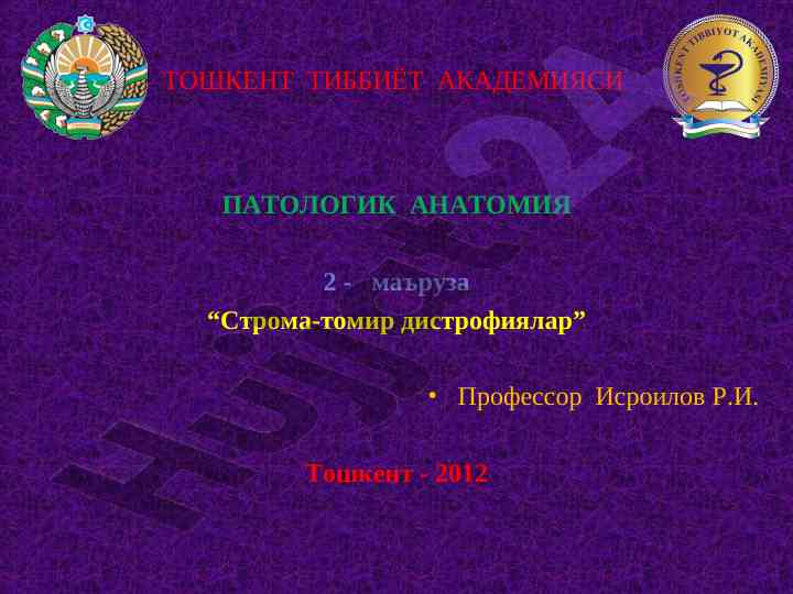 Stroma-tomir distrofiya o'zgarishlari haqida ma'ruza